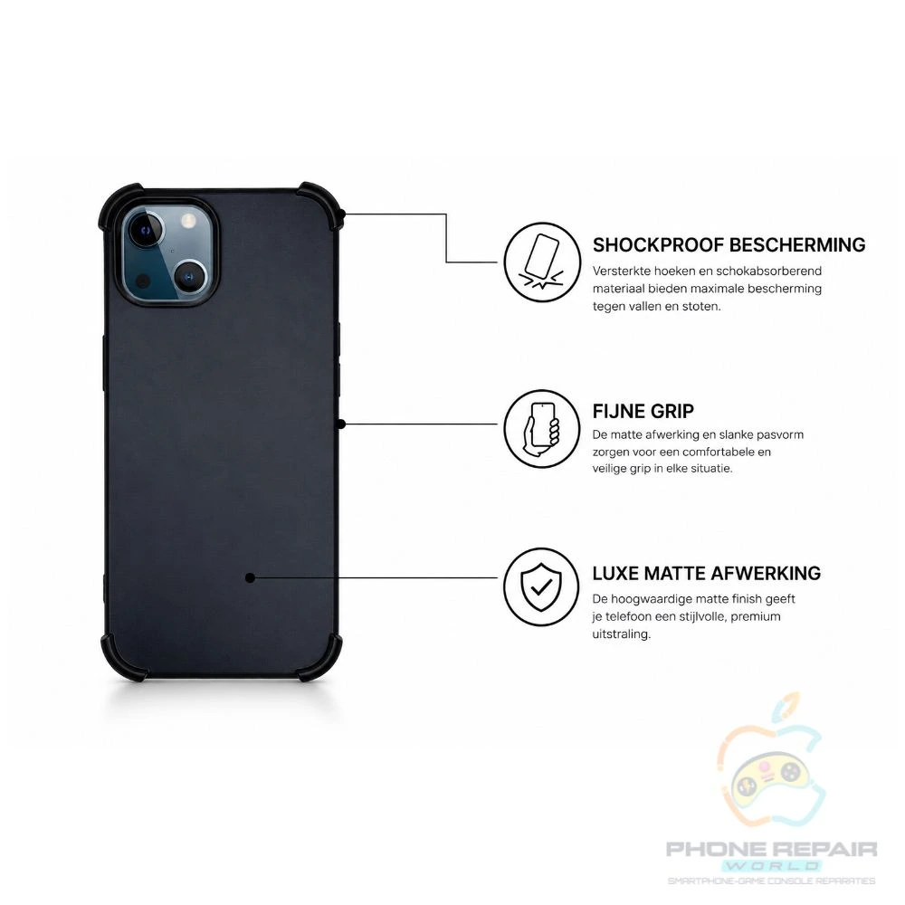 iphone 12 mat zwarte anti shock case hoesje 1
