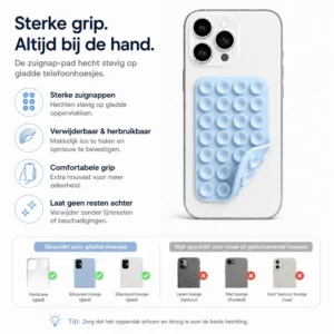 Dubbelzijdige Telefoon Zuignap Sticker met 48 Zuignappen – Herbruikbaar – Babyblauw