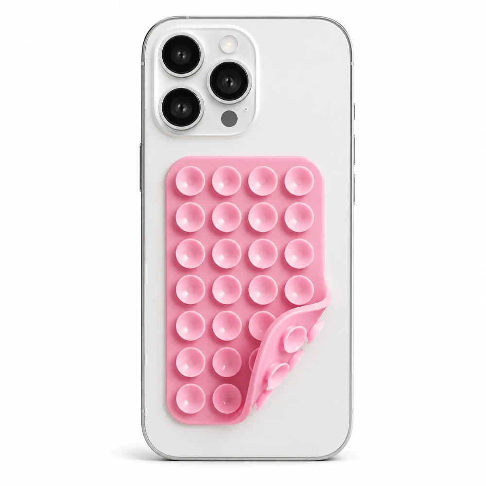 Dubbelzijdige Telefoon Zuignap Sticker met 48 Zuignappen – Herbruikbaar – Roze 1