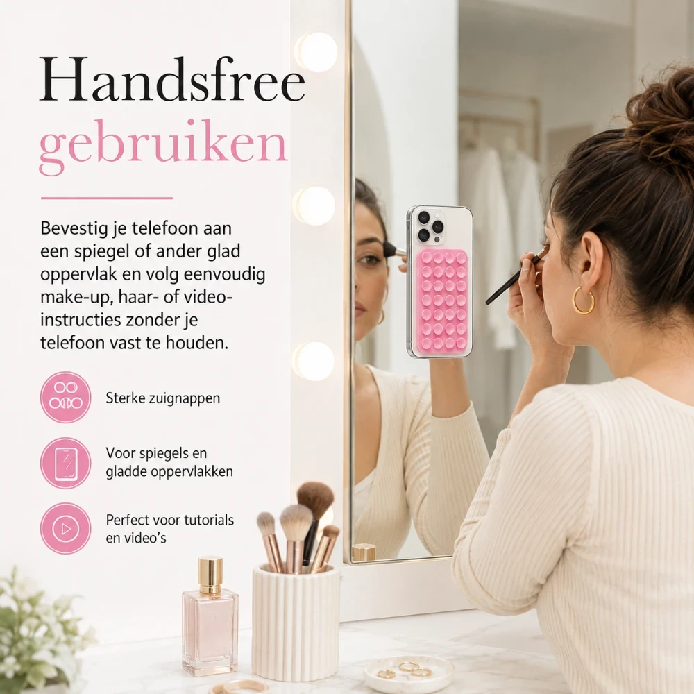 Dubbelzijdige Telefoon Zuignap Sticker met 48 Zuignappen – Herbruikbaar – Roze 1