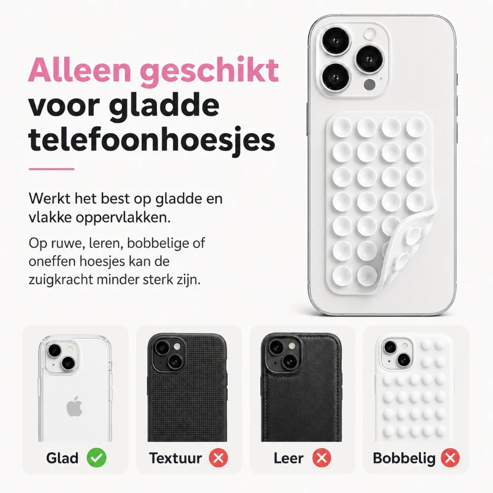 Dubbelzijdige Telefoon Zuignap Sticker met 48 Zuignappen – Herbruikbaar – Wit 3
