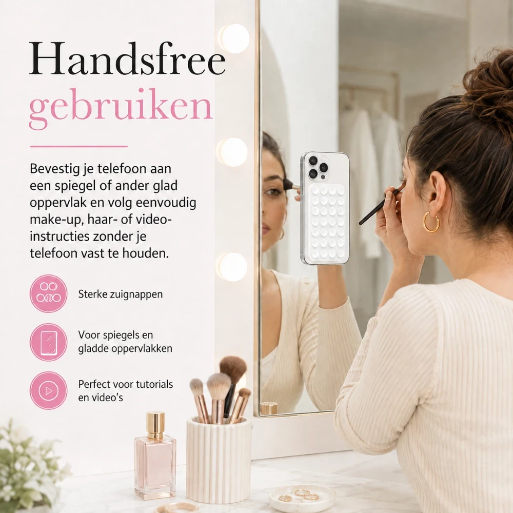 Dubbelzijdige Telefoon Zuignap Sticker met 48 Zuignappen – Herbruikbaar – Wit 3