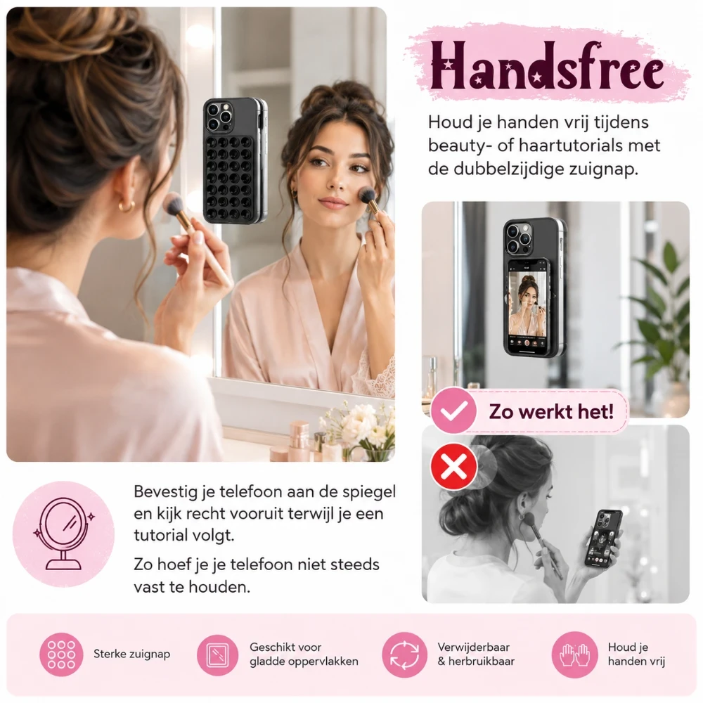 Dubbelzijdige Telefoon Zuignap Sticker met 48 Zuignappen – Herbruikbaar – Zwart 3