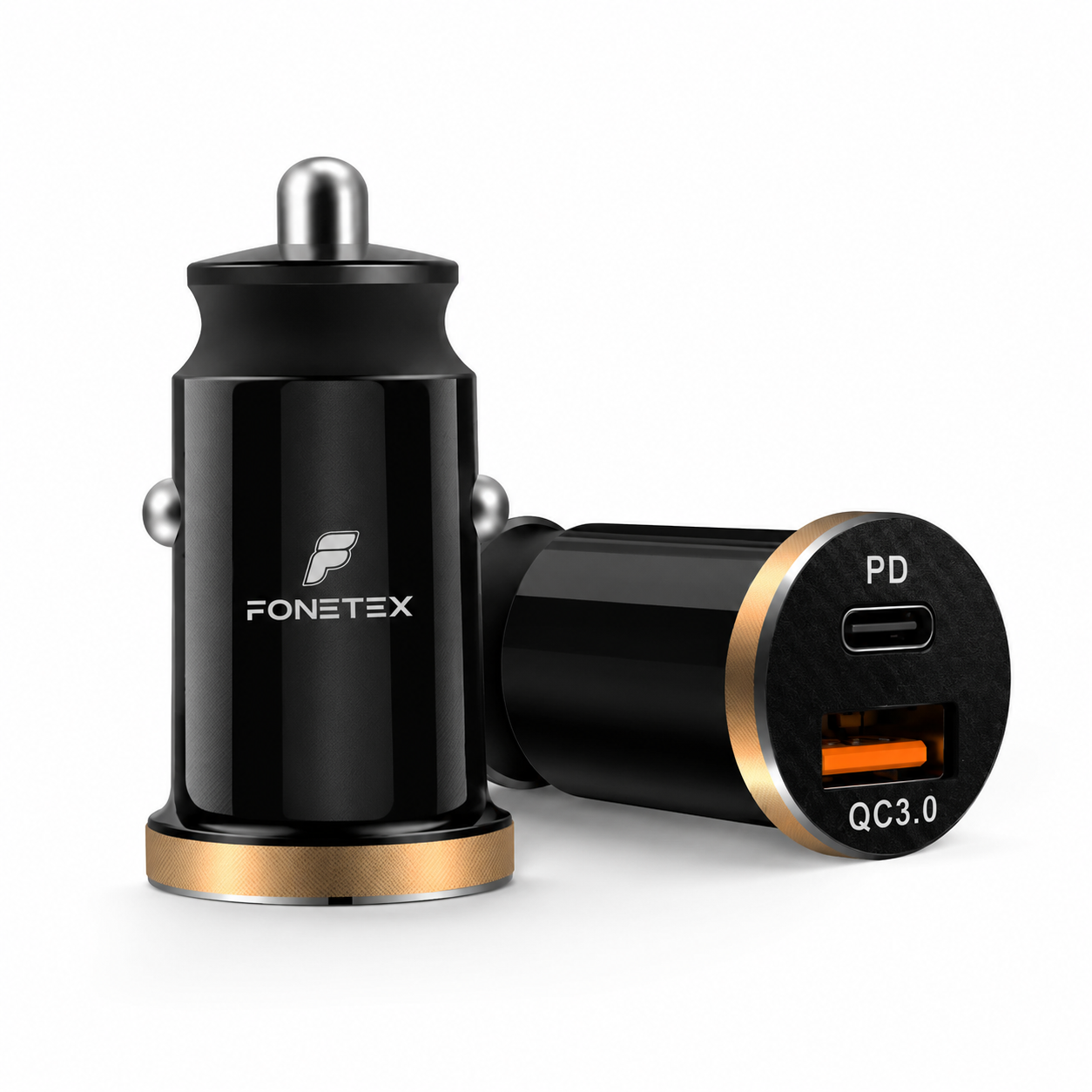 FoneTex 20W Autolader – USB-C PD & USB-A QC 3.0 – FT-201