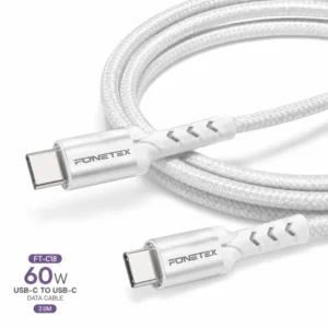 FoneTex USB-C naar USB-C Kabel 60W – Gevlochten 2 Meter – FT-C18