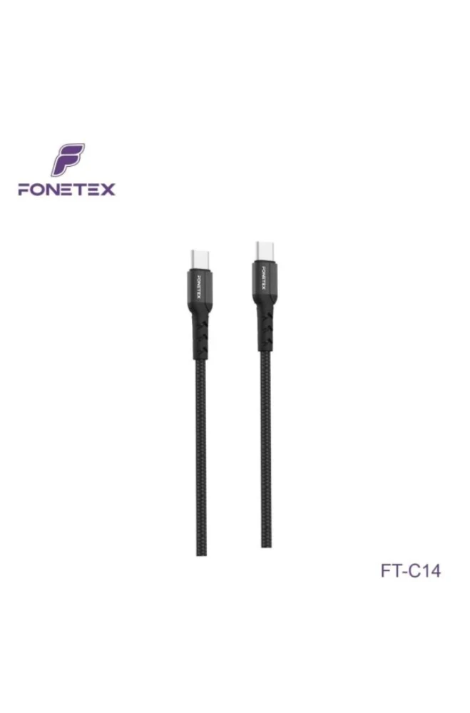 FoneTex USB-C naar USB-C Kabel 60W – Gevlochten Snellaadkabel 1 Meter FT-C14