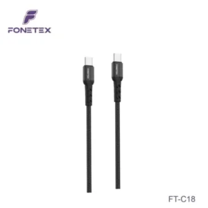 FoneTex USB-C naar USB-C Kabel 60W – Gevlochten Snellaadkabel 2 Meter FT-C18 1