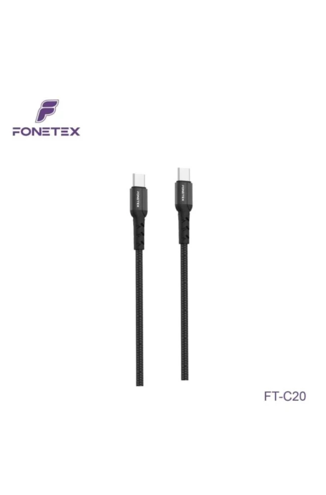 FoneTex USB-C naar USB-C Kabel 60W – Gevlochten Snellaadkabel 3 Meter FT-C20