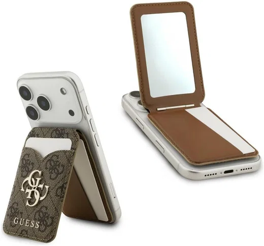 GUESS 4G MagSafe Wallet met Spiegel en Stand Bruin 1