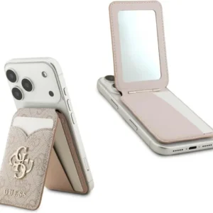 GUESS 4G MagSafe Wallet met Spiegel en Stand Roze 1