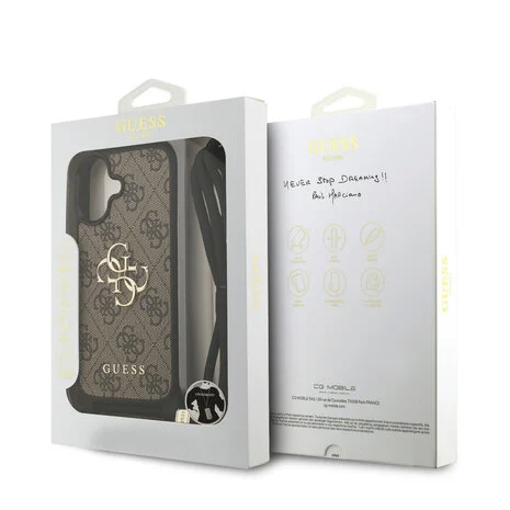 Guess 4G iPhone 17 Hoesje Crossbody met Koord – bruin 2