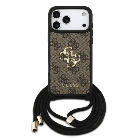 Guess 4G iPhone 17 Pro Max Hoesje Crossbody met Koord – Bruin 1