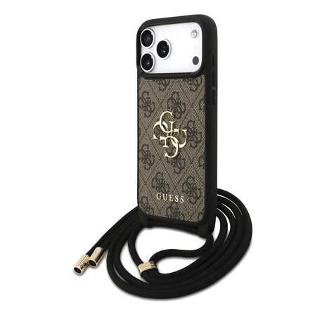 Guess 4G iPhone 17 Pro Max Hoesje Crossbody met Koord – Bruin 1