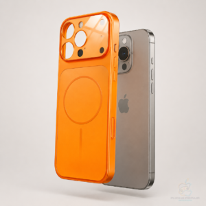 Oranje iPhone15 Pro hoesje met iPhone 17 Pro look 1