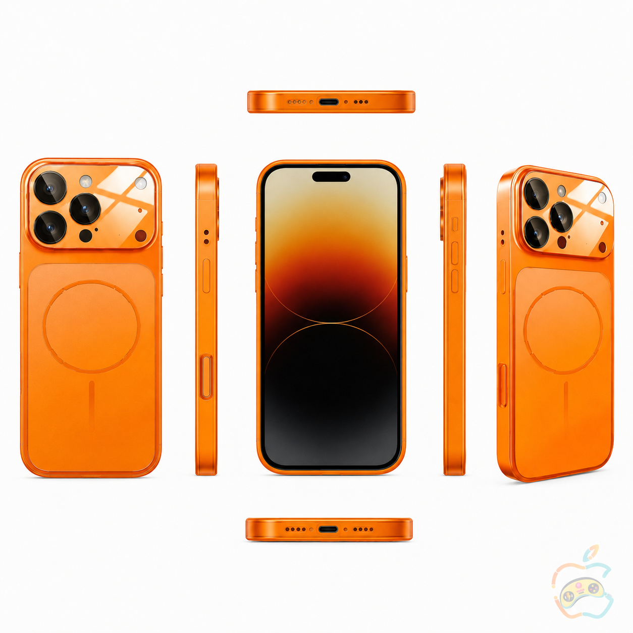 Oranje iPhone16 Pro Max hoesje met iPhone 17 Pro look 4