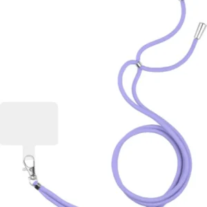 Universeel Crossbody Telefoonkoord met Bevestigingsplaat – Verstelbaar Paars