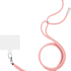 Universeel Crossbody Telefoonkoord met Bevestigingsplaat – Verstelbaar Roze