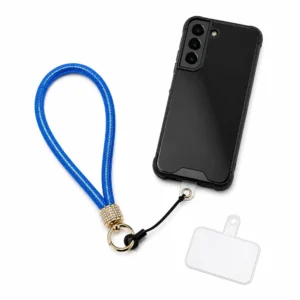 Universeel Telefoon Polskoord met Bevestigingsplaat – Afneembaar Smartphone Polsbandje Blauw 1