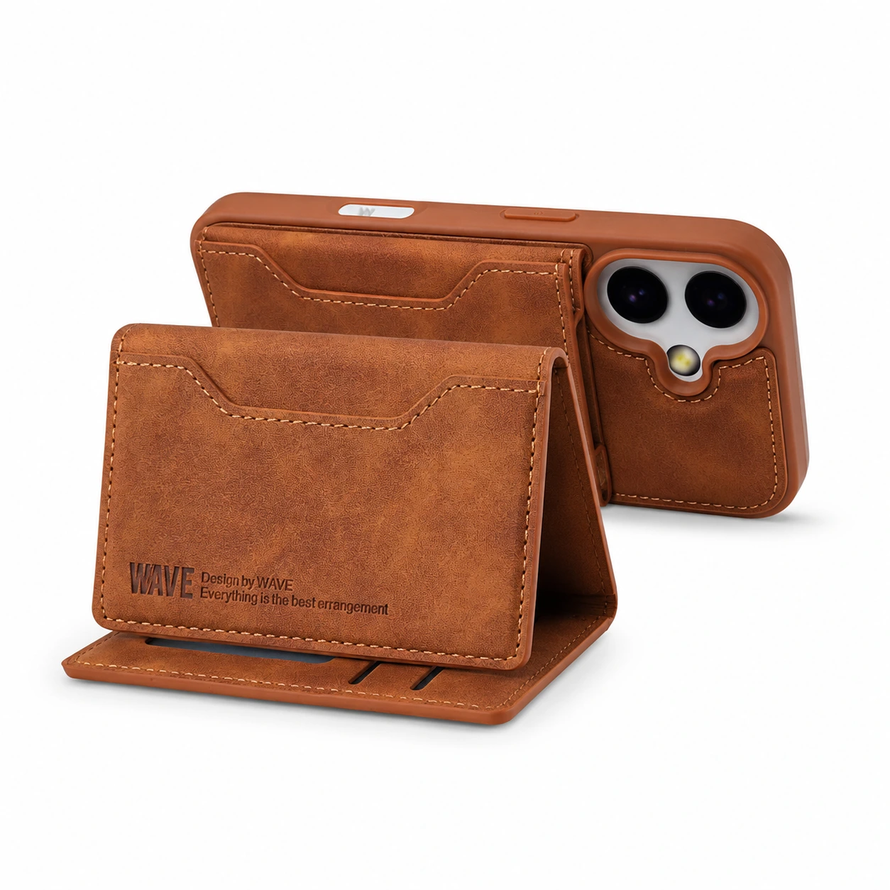 WAVE iPhone 17 MagSafe Hoesje met Afneembare Wallet Case & Pasjeshouder Bruin 2