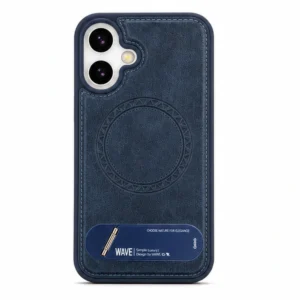 Wave Apple iPhone 17 Hoesje Premium Kunstleer MagSafe & Kickstand blauw 1