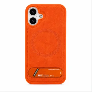 Wave Apple iPhone 17 Hoesje Premium Kunstleer MagSafe & Kickstand oranje 1