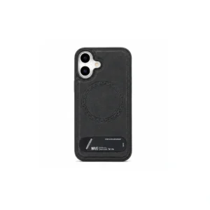 Wave Apple iPhone 17 Hoesje Premium Kunstleer MagSafe & Kickstand zwart 1