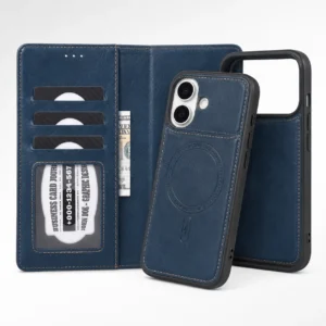 Wave iPhone 17 Hoesje 2-in-1 Wallet Book Case MagSafe Blauw 1