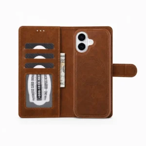Wave iPhone 17 Hoesje 2-in-1 Wallet Book Case MagSafe Bruin 1