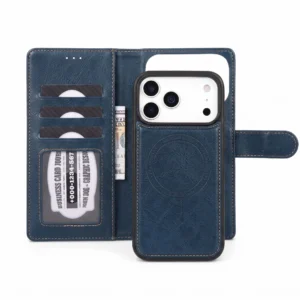 Wave iPhone 17 Pro Hoesje 2-in-1 Wallet Book Case MagSafe Blauw 1
