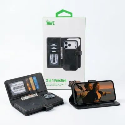 Wave iPhone 17 Pro Hoesje 2-in-1 Wallet Book Case MagSafe zwart 1