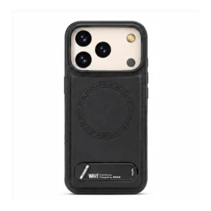 Wave iPhone 17 Pro Hoesje Premium Kunstleer MagSafe & Kickstand - Zwart