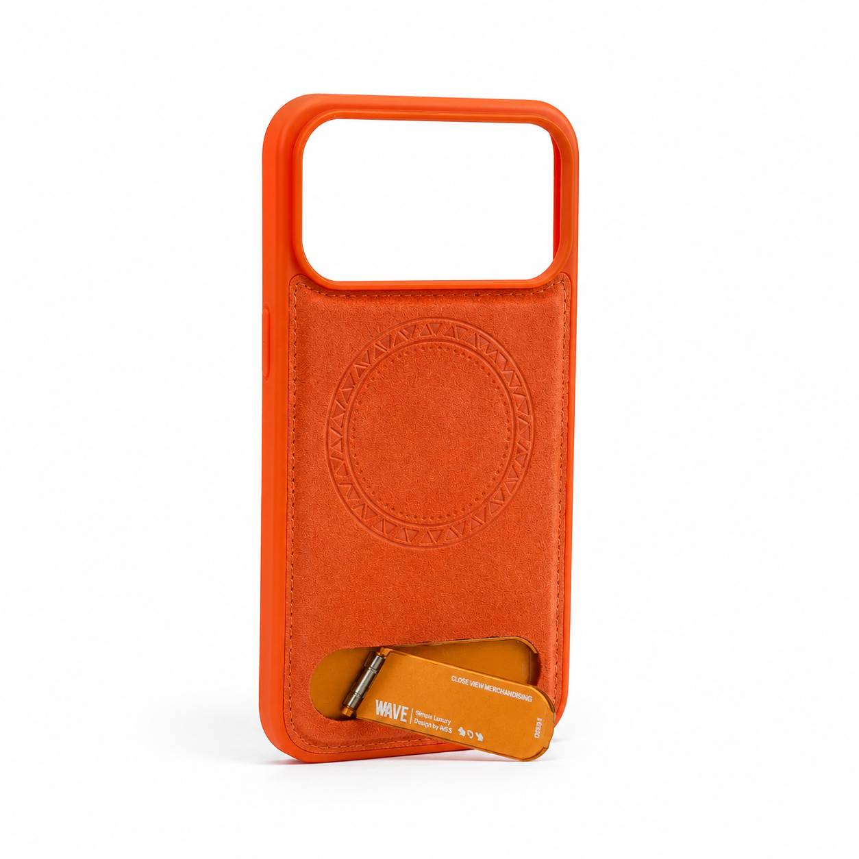 Wave iPhone 17 Pro Hoesje Premium Kunstleer MagSafe Kickstand oranje 3