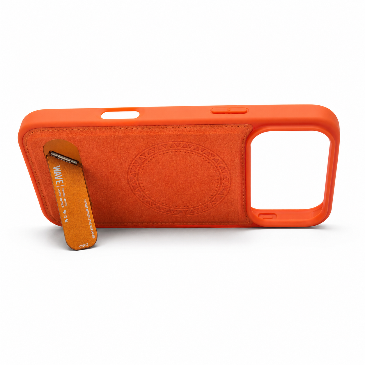 Wave iPhone 17 Pro Hoesje Premium Kunstleer MagSafe & Kickstand oranje 1