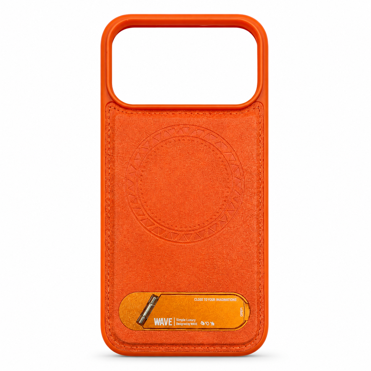 Wave iPhone 17 Pro Hoesje Premium Kunstleer MagSafe & Kickstand oranje 1