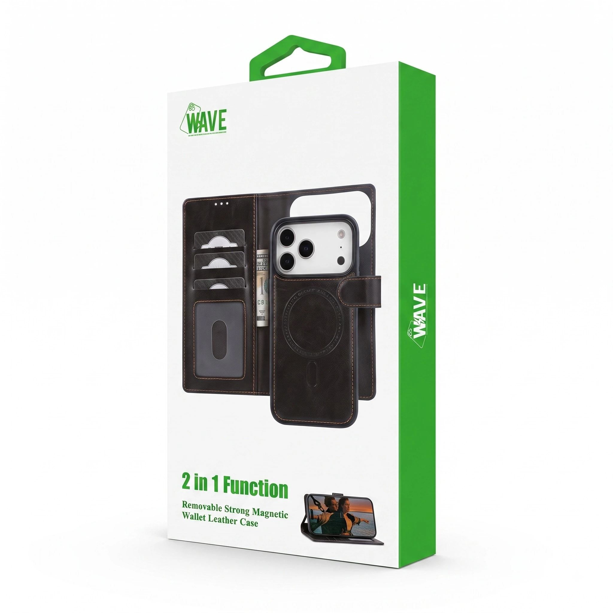 Wave iPhone 17 Pro max Hoesje 2-in-1 Wallet Book Case MagSafe zwart 1