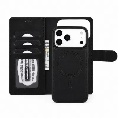 Wave iPhone 17 Pro max Hoesje 2-in-1 Wallet Book Case MagSafe zwart 1