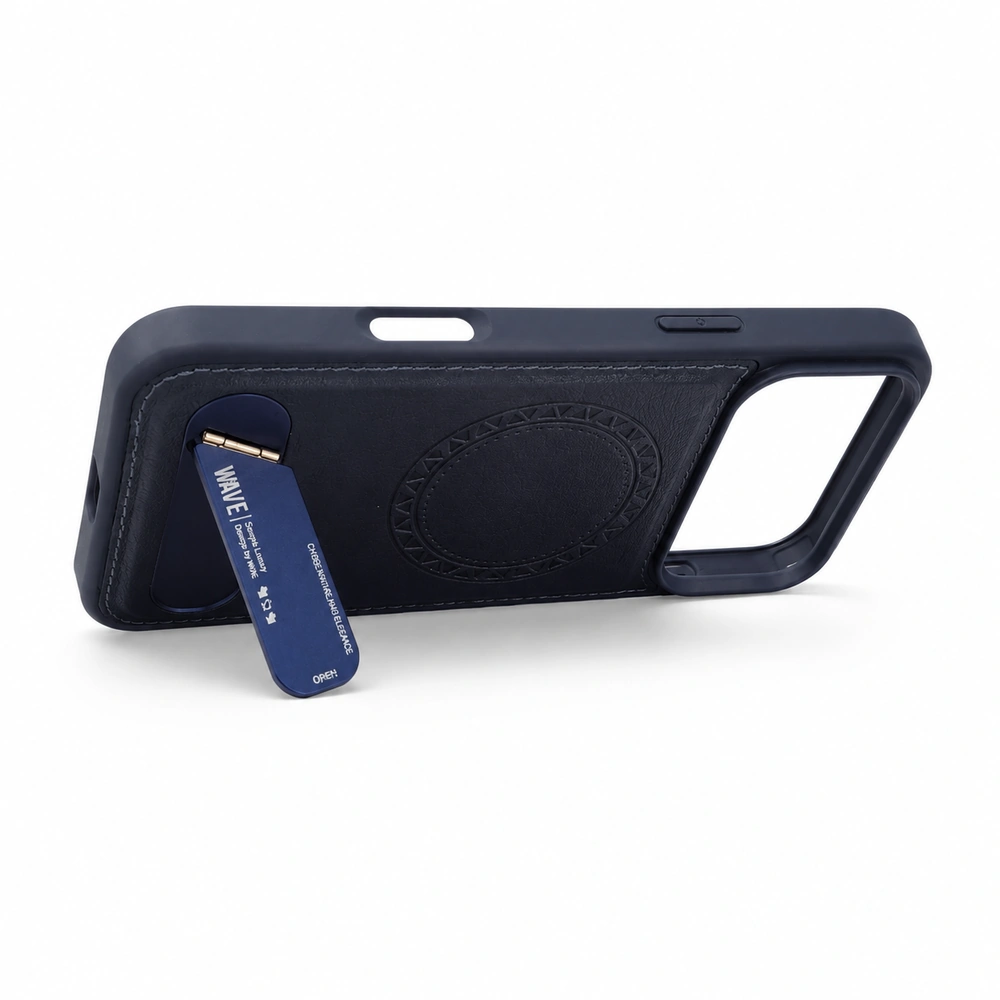 Wave iPhone 17 pro Hoesje Premium Kunstleer MagSafe & Kickstand - Blauw