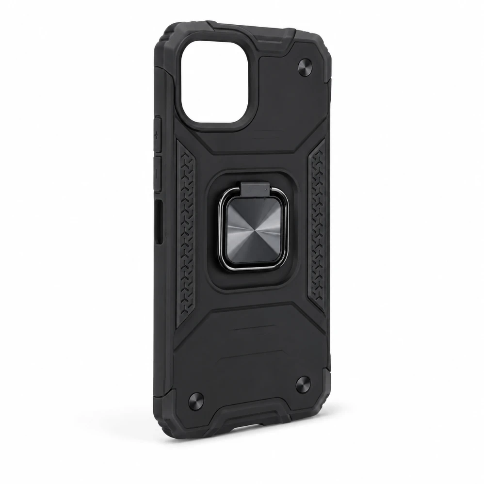 iPhone 15 Rugged Case met Verstelbare Ringstandaard – Zwart - Afbeelding 3