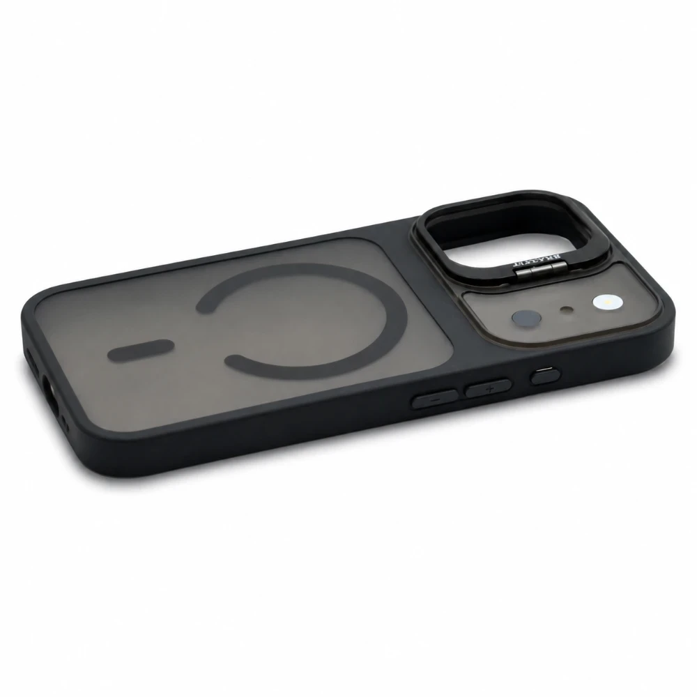 iPhone 17 Hoesje met Bracket Standaard en Camerabescherming ZWART