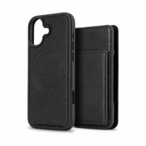 iPhone 17 Hoesje met Magnetische Pasjeshouder – 2-in-1 Wallet Case Kunstleer Zwart 1