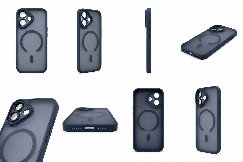 iPhone 17 MagSafe Hoesje met Camerabescherming – Semi-Transparant Donker Blauw 1