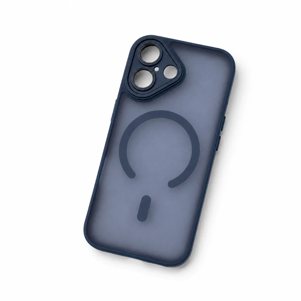 iPhone 17 MagSafe Hoesje met Camerabescherming – Semi-Transparant Donker Blauw 1