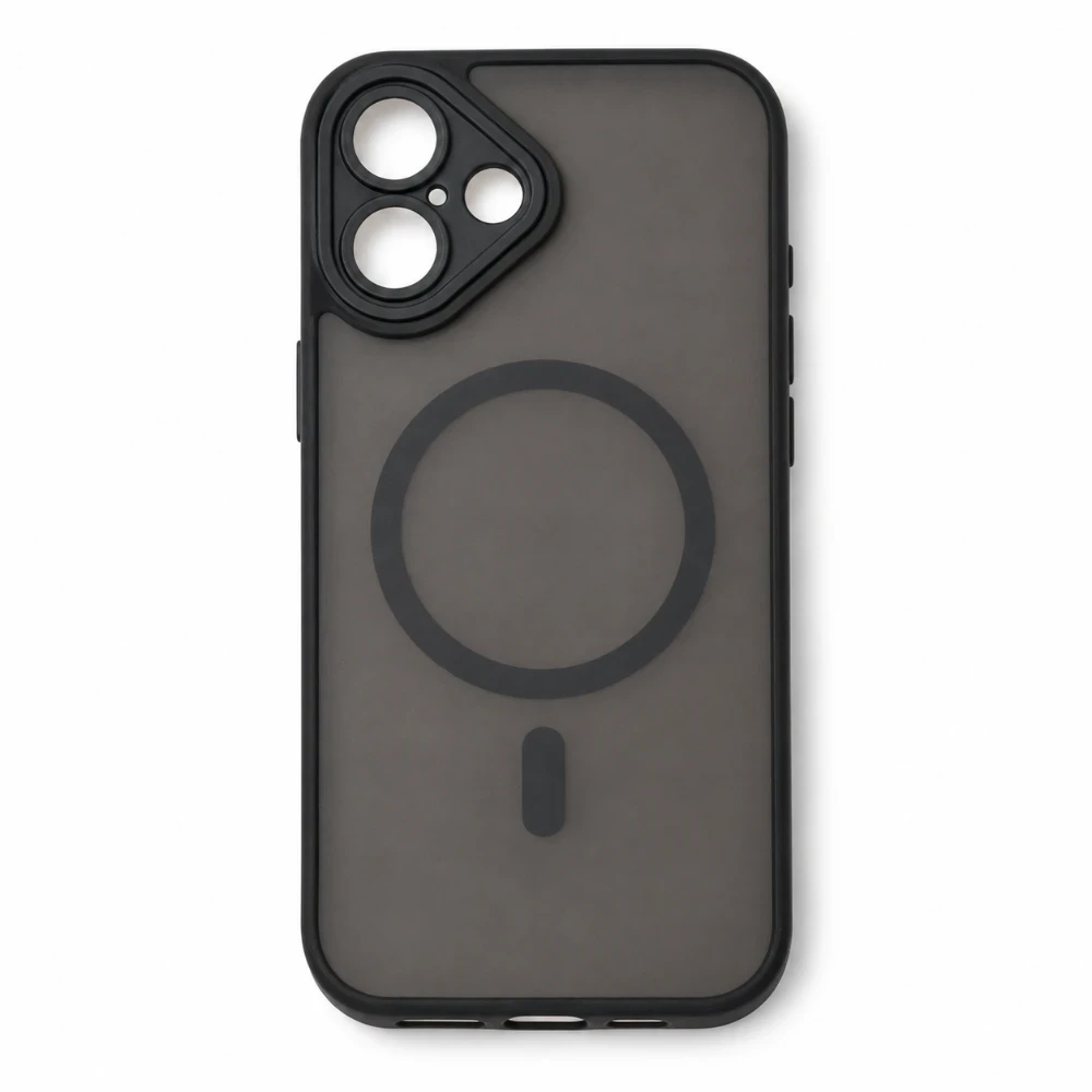 iPhone 17 MagSafe Hoesje met Camerabescherming – Semi-Transparant Zwart 1
