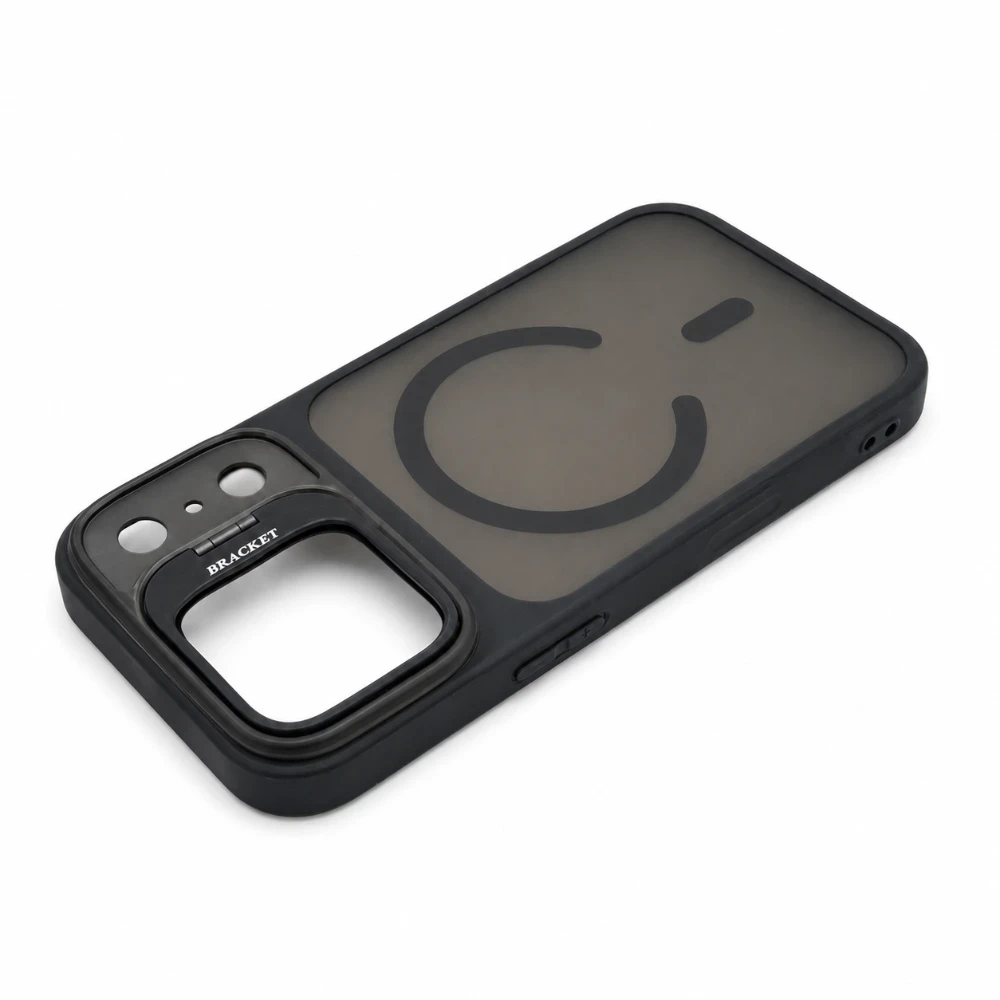 iPhone 17 Pro Hoesje met Bracket Standaard en Camerabescherming ZWART 2