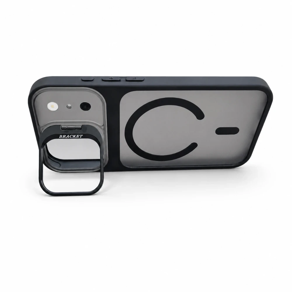 iPhone 17 Pro Hoesje met Bracket Standaard en Camerabescherming ZWART 2