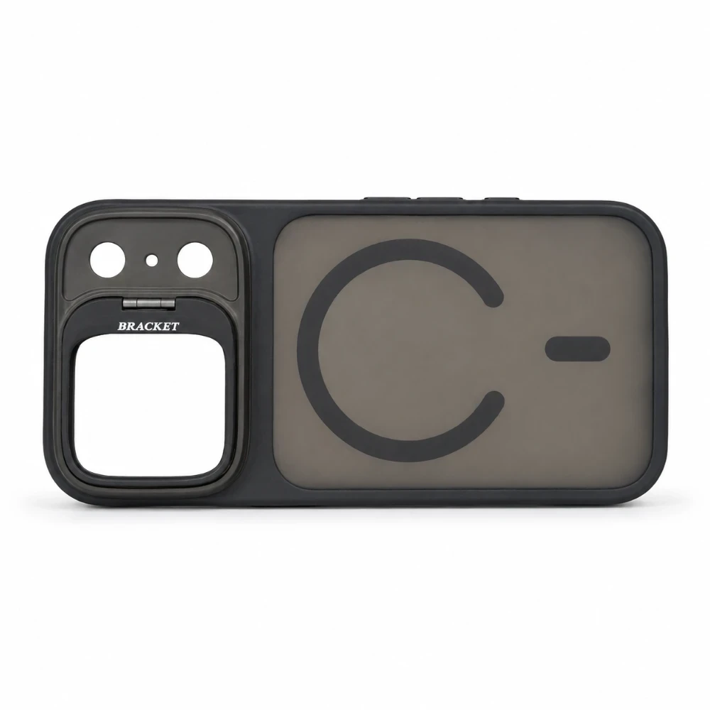 iPhone 17 Pro Hoesje met Bracket Standaard en Camerabescherming ZWART 2