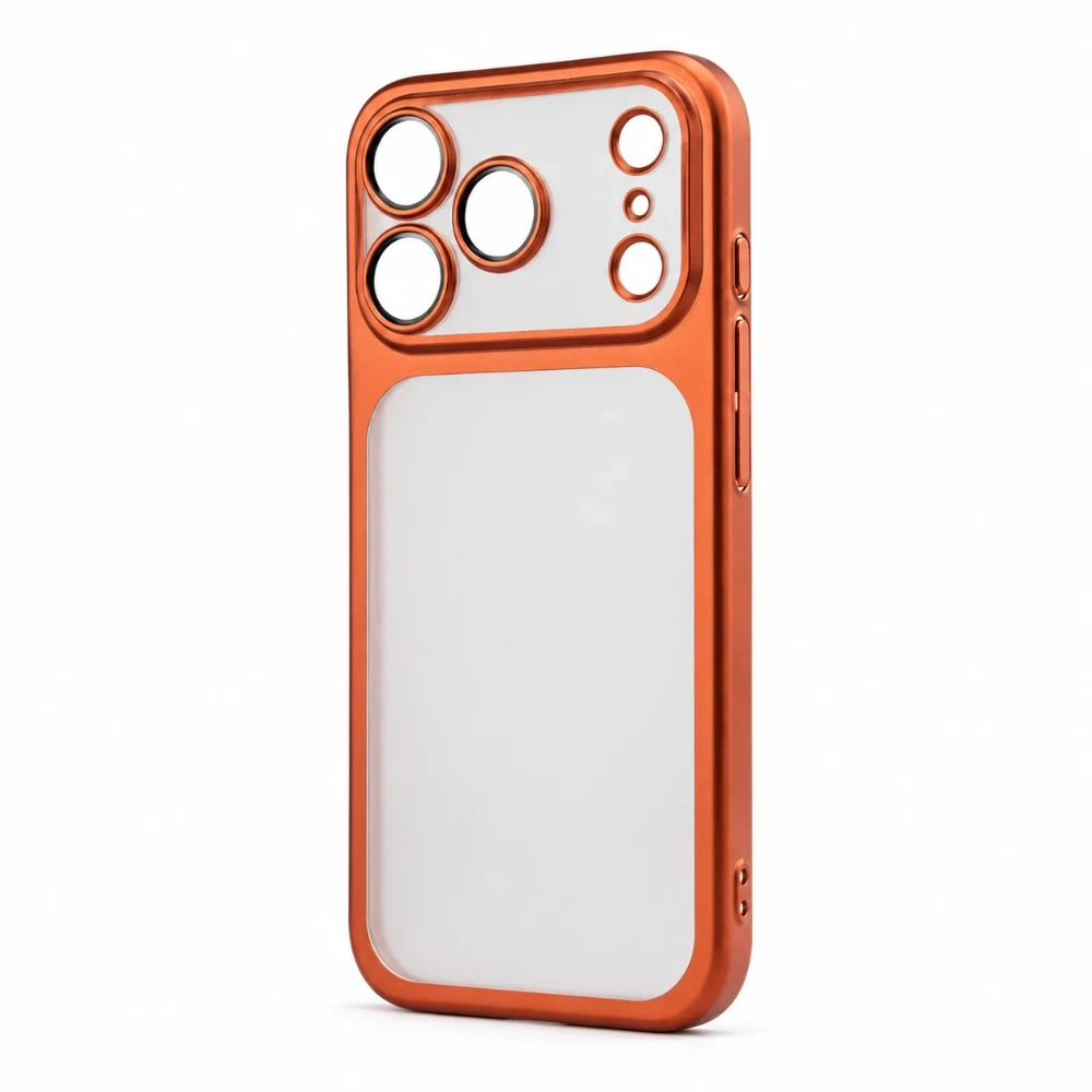 iPhone 17 Pro Hoesje met Transparante Achterkant en Oranje Rand 3