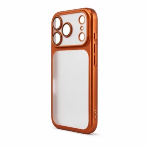 iPhone 17 Pro Max Hoesje met Transparante Achterkant en Oranje Rand 2