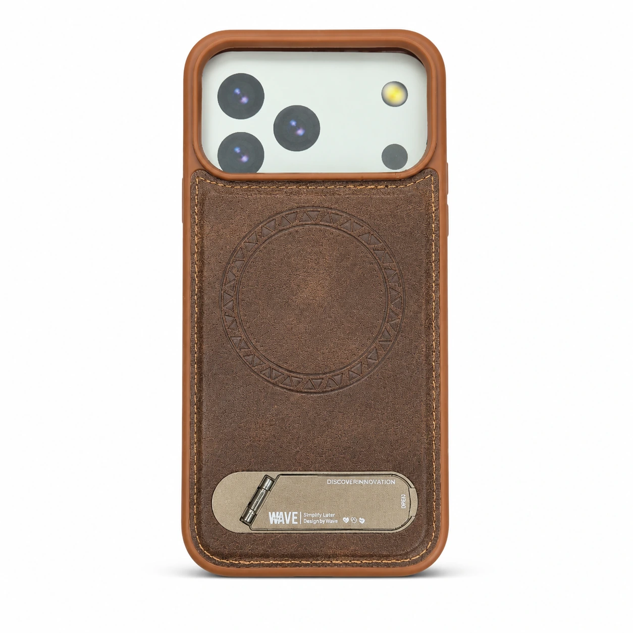 iPhone 17 pro Max Hoesje Premium Kunstleer MagSafe Kickstand bruin 1