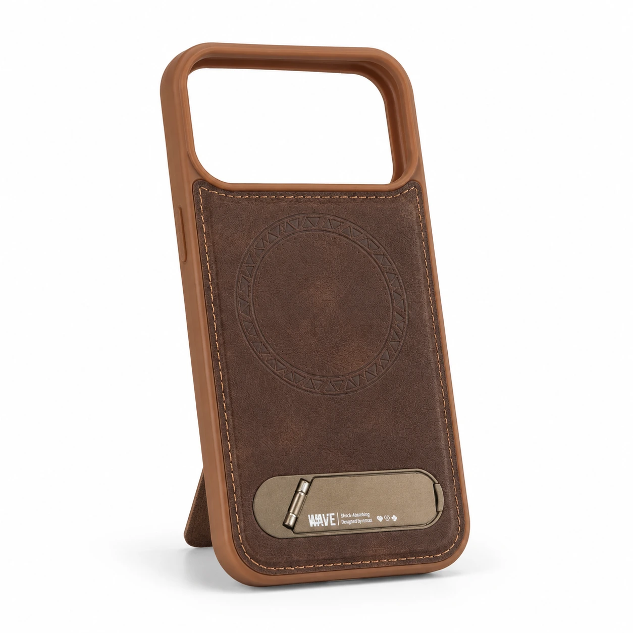 iPhone 17 pro Max Hoesje Premium Kunstleer MagSafe Kickstand bruin 1